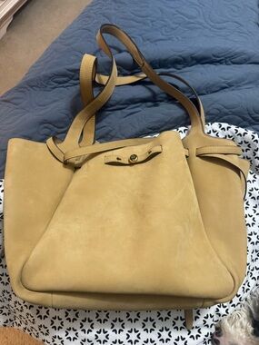 Tory Burch Tan Leather Nubuck Tote